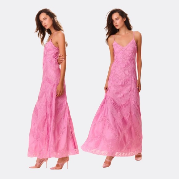 LoveShackFancy Dresses & Skirts - LoveShackFancy Joanne Maxi Dress Lace Panel Tulip Pink Size 8 NWT $795 Sold Out